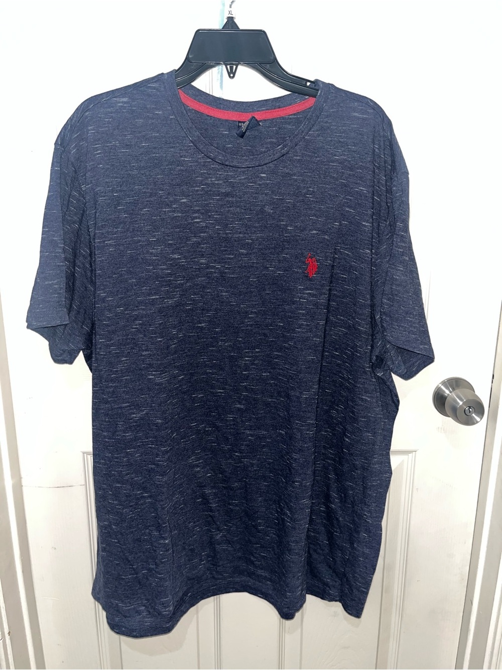U.S. Polo Assn. Navy Heather Short Sleeve Tee with Red Logo